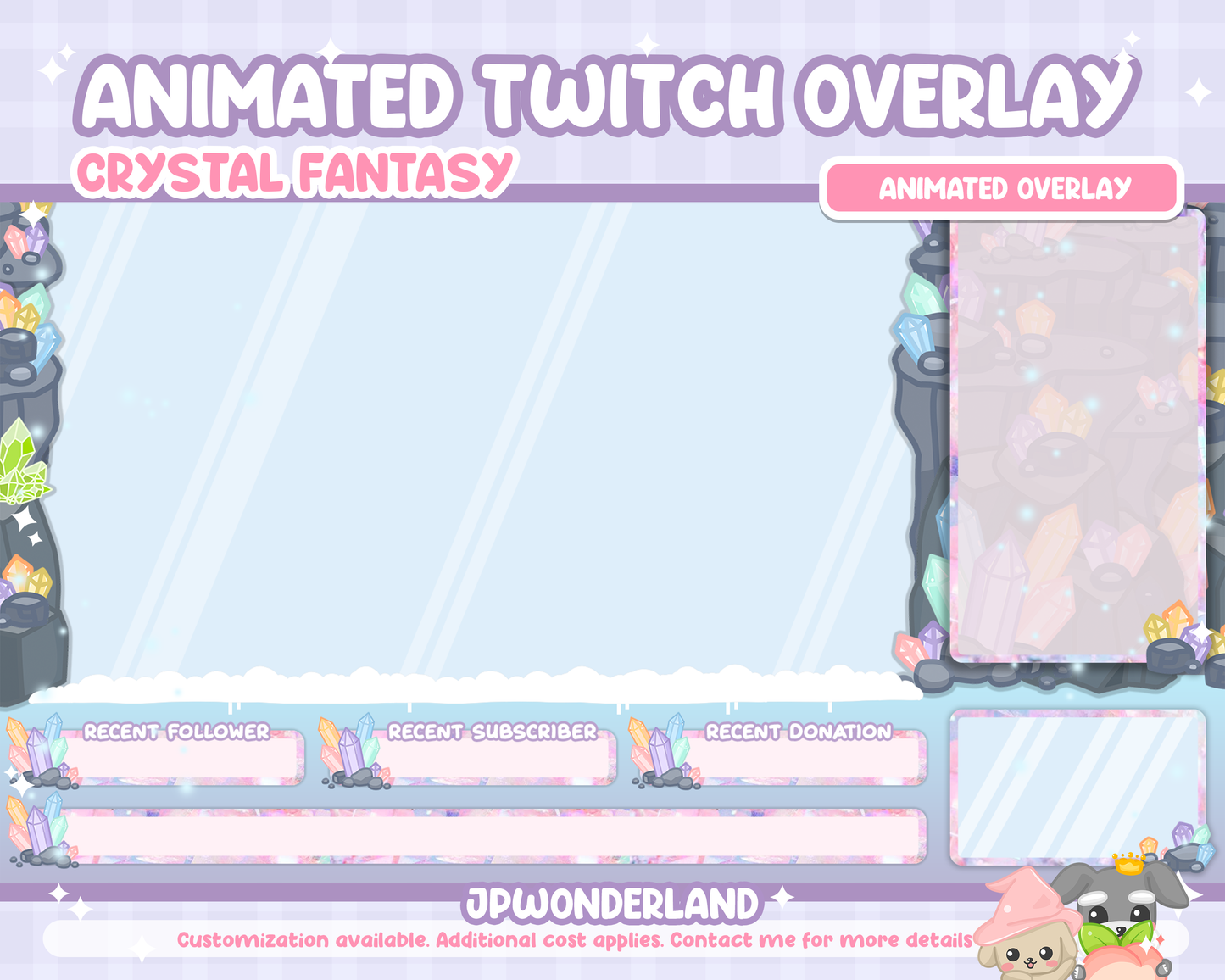 Animated Twitch Overlay Full Package - Crystal Fantasy