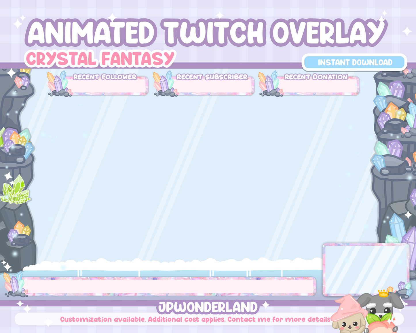 Animated Twitch Overlay Full Package - Crystal Fantasy