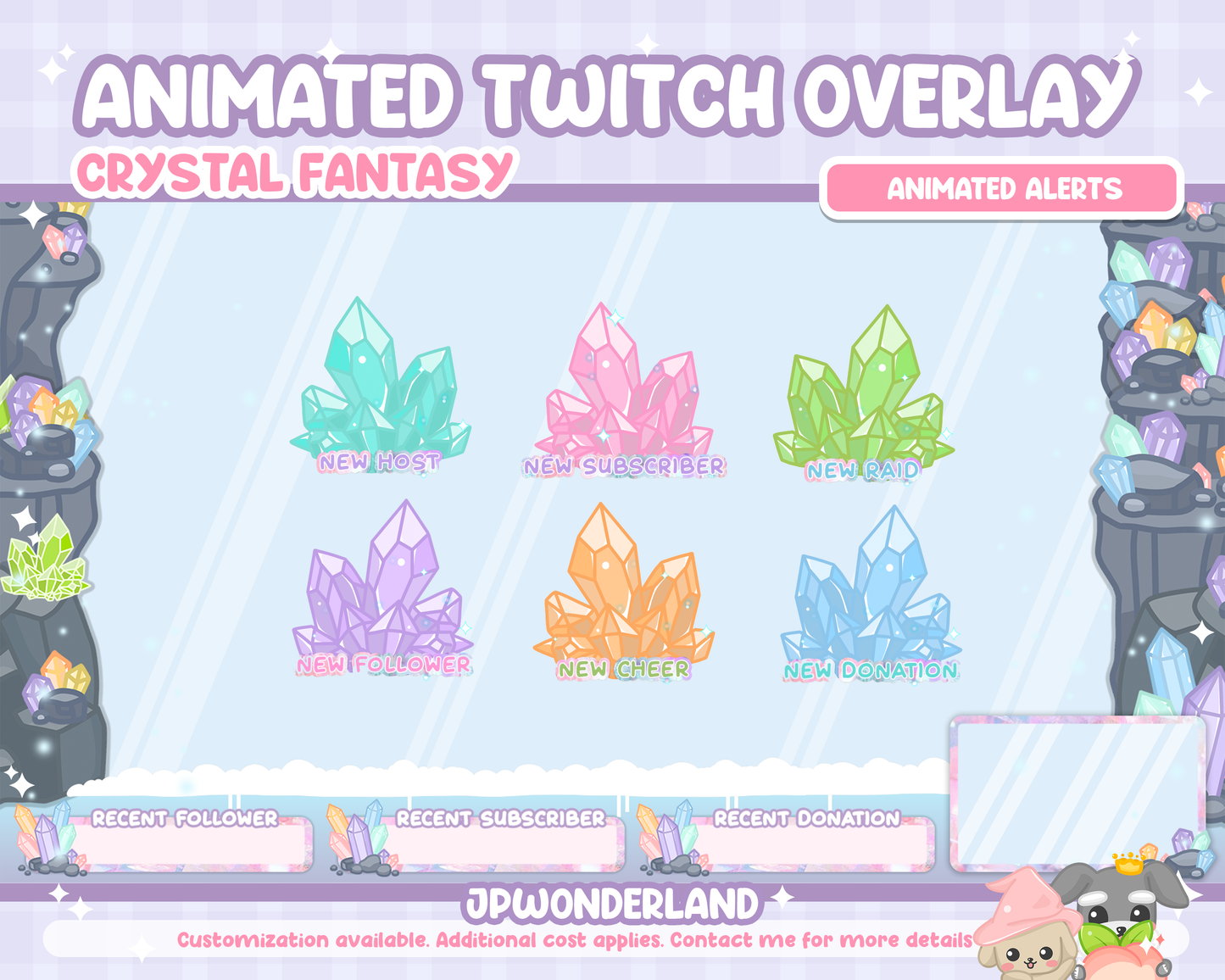 Animated Twitch Overlay Full Package - Crystal Fantasy