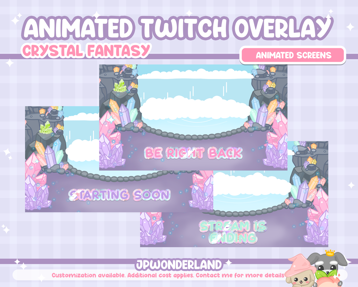 Animated Twitch Overlay Full Package - Crystal Fantasy