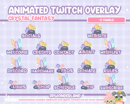 Animated Twitch Overlay Full Package - Crystal Fantasy