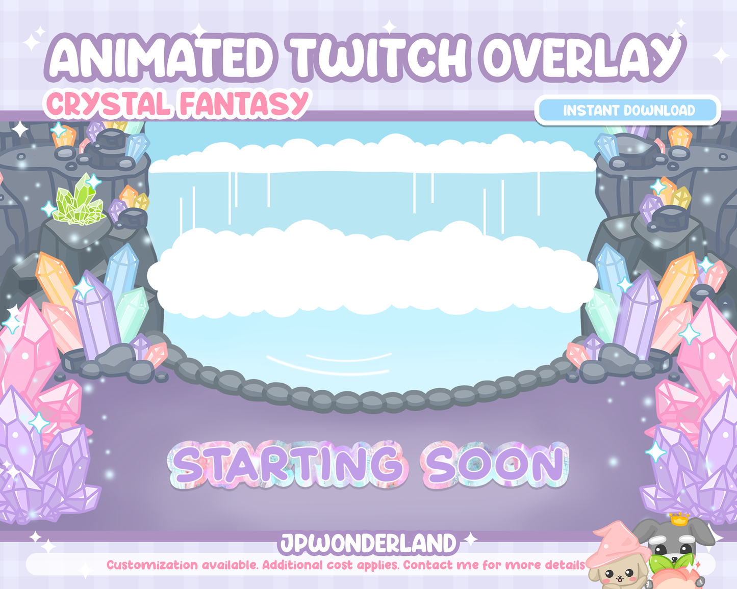 Animated Twitch Overlay Full Package - Crystal Fantasy