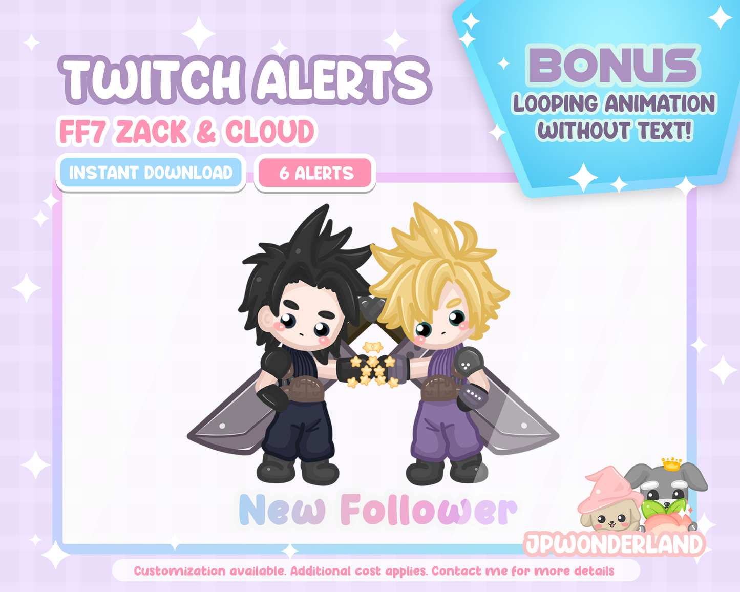 Animated FF7 Twitch Alerts - Final Fantasy VII Cloud & Zack/ FF7 Chibi