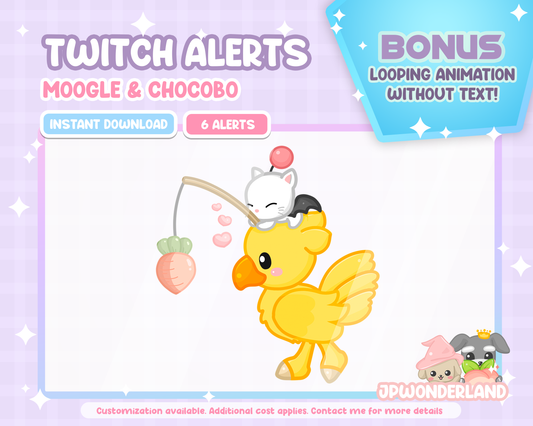 Animated FF7 Twitch Alerts - Final Fantasy VII Moogle & Chocobo/ FF7 Chibi