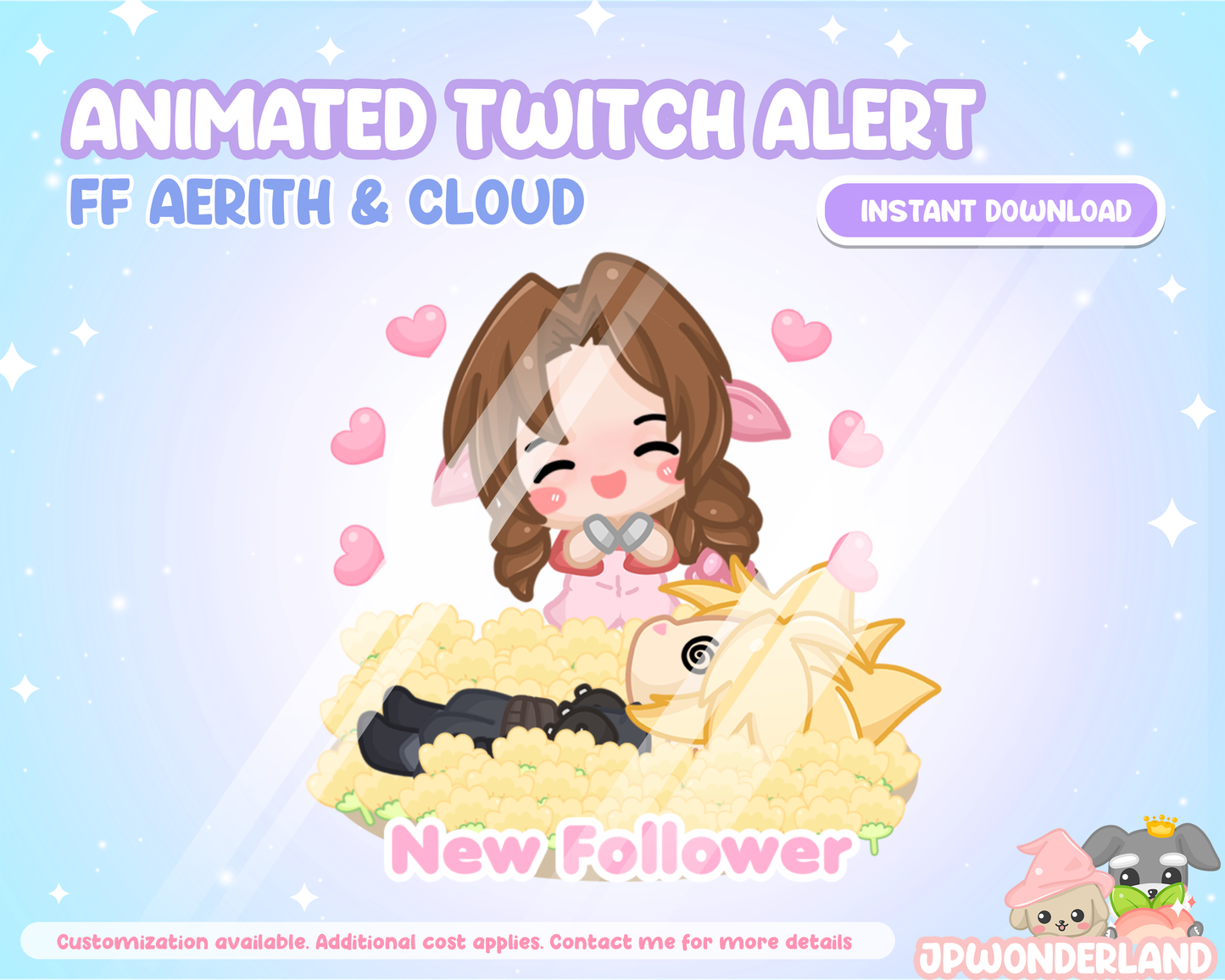 Animated FF7 New Follower Twitch Alert - Final Fantasy VII Cloud & Aerith/ FF Chibi