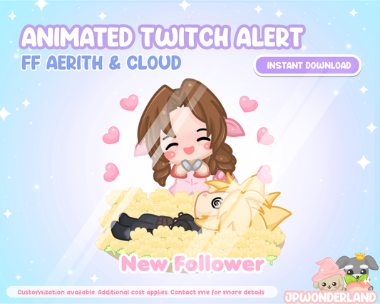 Animated FF7 New Follower Twitch Alert - Final Fantasy VII Cloud & Aerith/ FF Chibi