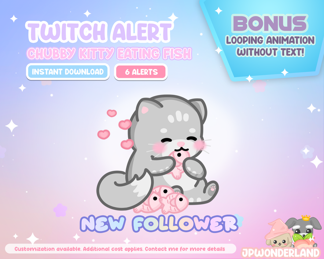 ANIMATED Chubby Cat Twitch Alert / Screen decoration / Stream Add-on