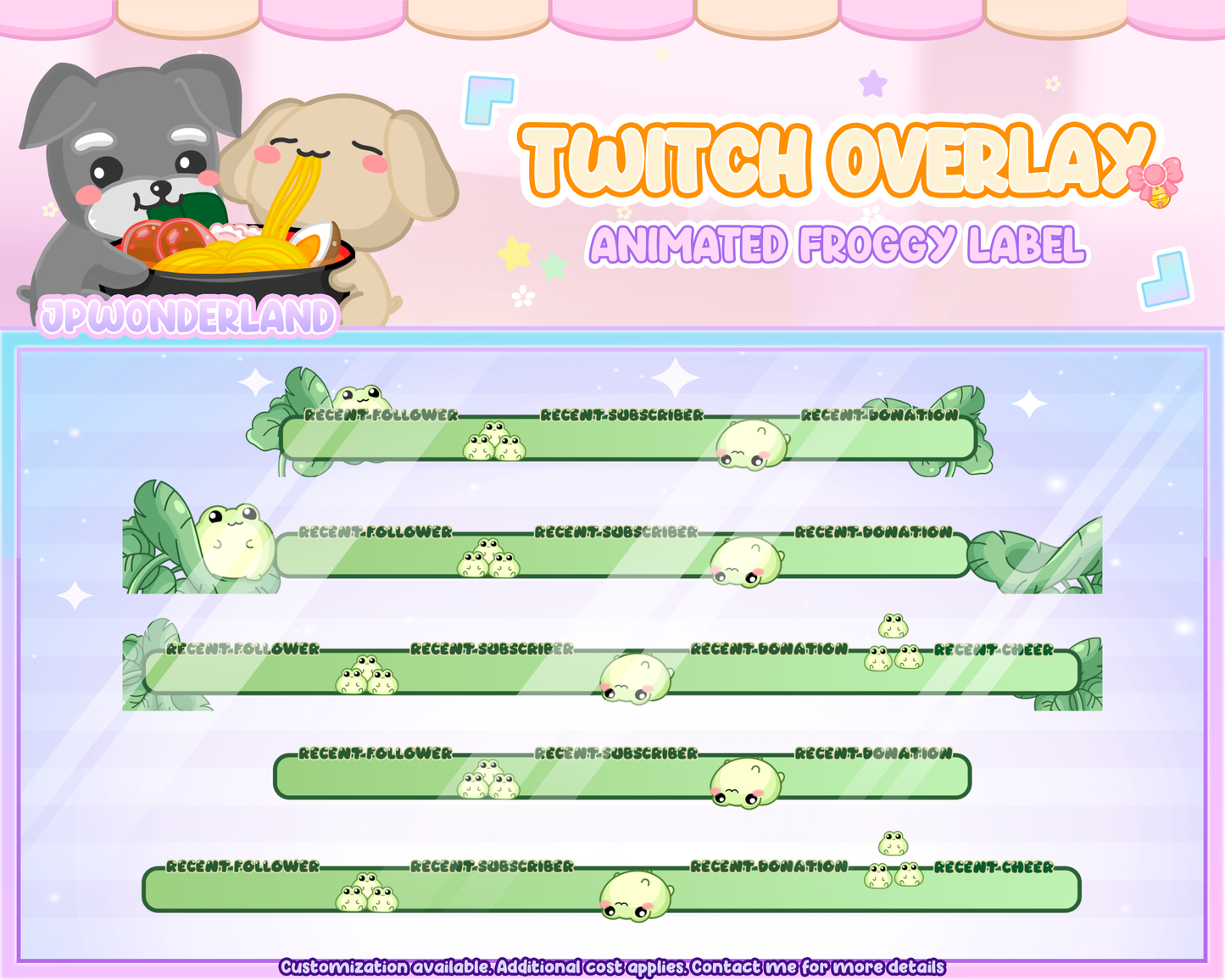 Animated Froggy Twitch Overlay / Stream label bar. Compatible with streamlabs / obs studio / stream elements