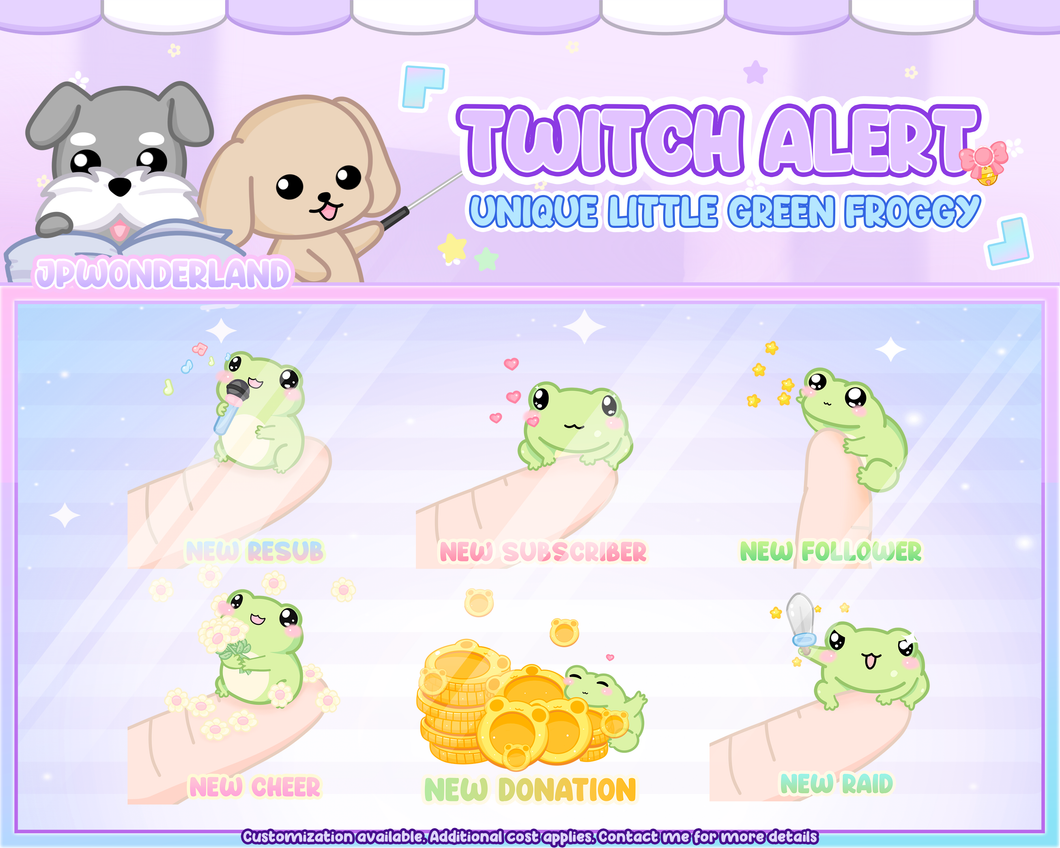 Animated Little Frog Twitch Alert Bundle / Stream Alert / Twitch Overlay / Cute Froggy
