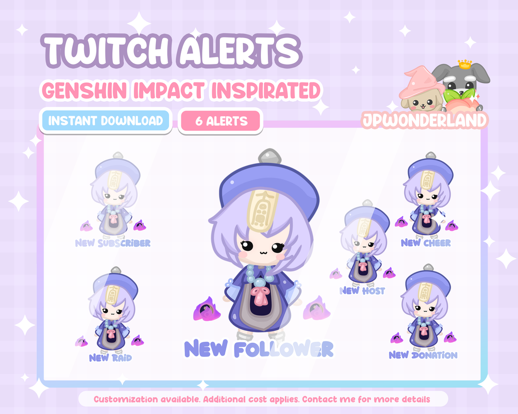 Animated Twitch Alerts - Genshin Impact Inspired - Qiqi Chibi