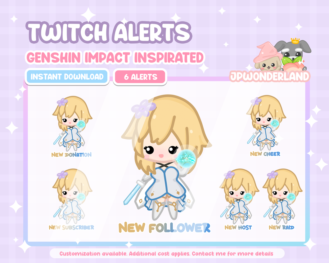 Animated Twitch Alerts - Genshin Impact Inspired - Lumine Chibi