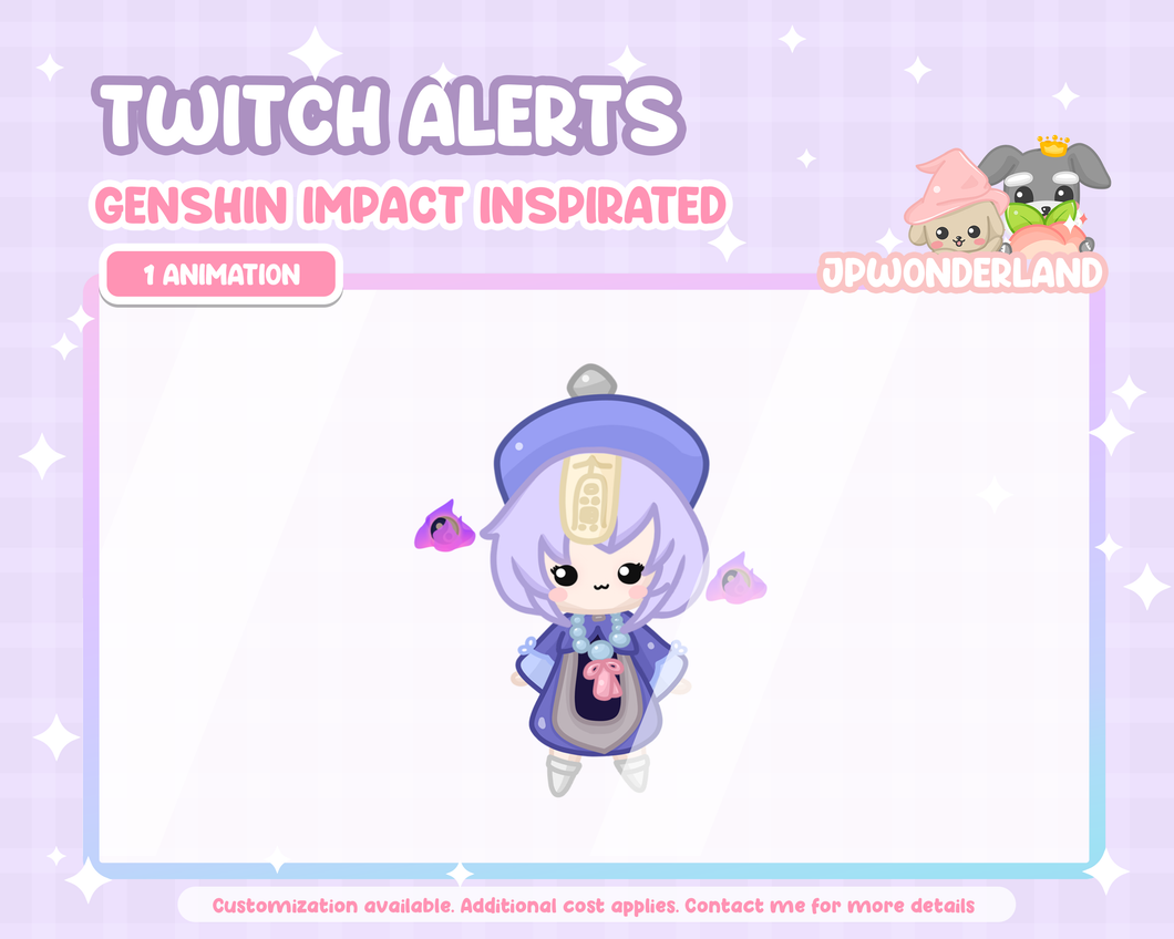 Animated Twitch Alerts/Animations/Emotes (No Text)- Genshin Impact Inspired - Qiqi, Lumine, Paimon