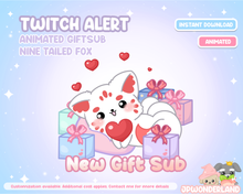 Load image into Gallery viewer, Animated Cute Nine Tailed Fox Twitch Gift Sub Alert / Kumiho Twitch Alert / Gumiho Twitch Overlay
