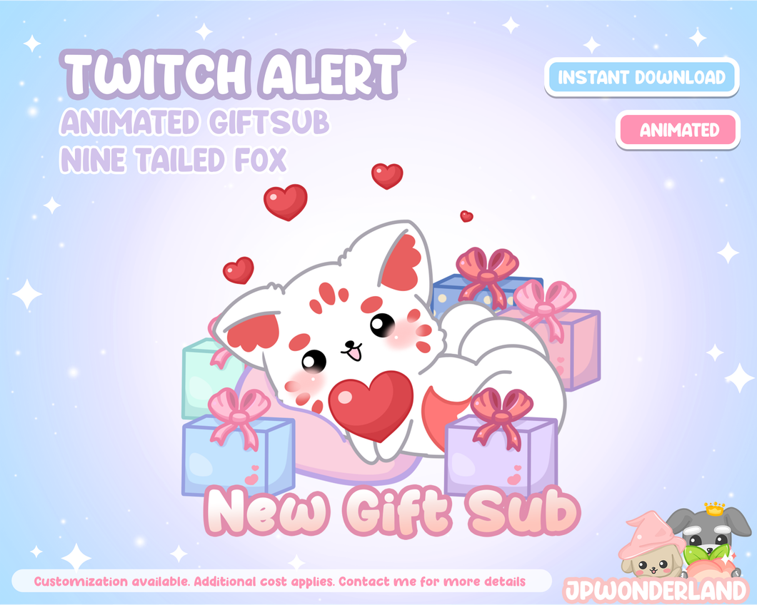 Animated Cute Nine Tailed Fox Twitch Gift Sub Alert / Kumiho Twitch Alert / Gumiho Twitch Overlay