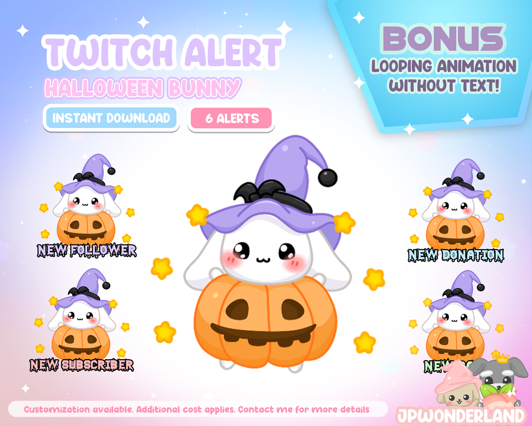 Animated Halloween Bunny Twitch Alerts
