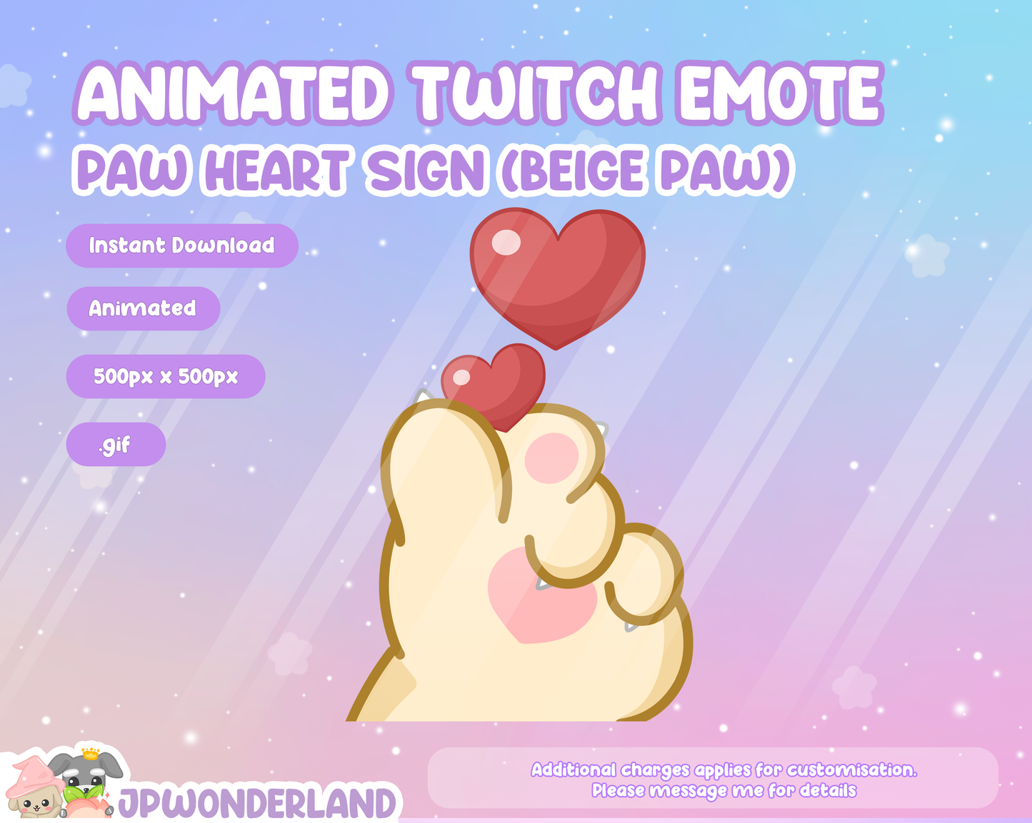 Animated Paw Hand Love Sign Twitch Emote - Animal Paw/ Cat/ Dog Discord Emotes / Cute Emote / Twitch Overlay / Stream Emote