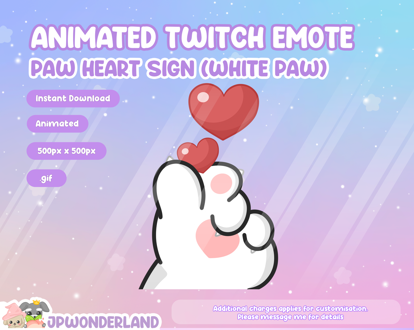 Animated Paw Hand Love Sign Twitch Emote - Animal Paw/ Cat/ Dog Discord Emotes / Cute Emote / Twitch Overlay / Stream Emote