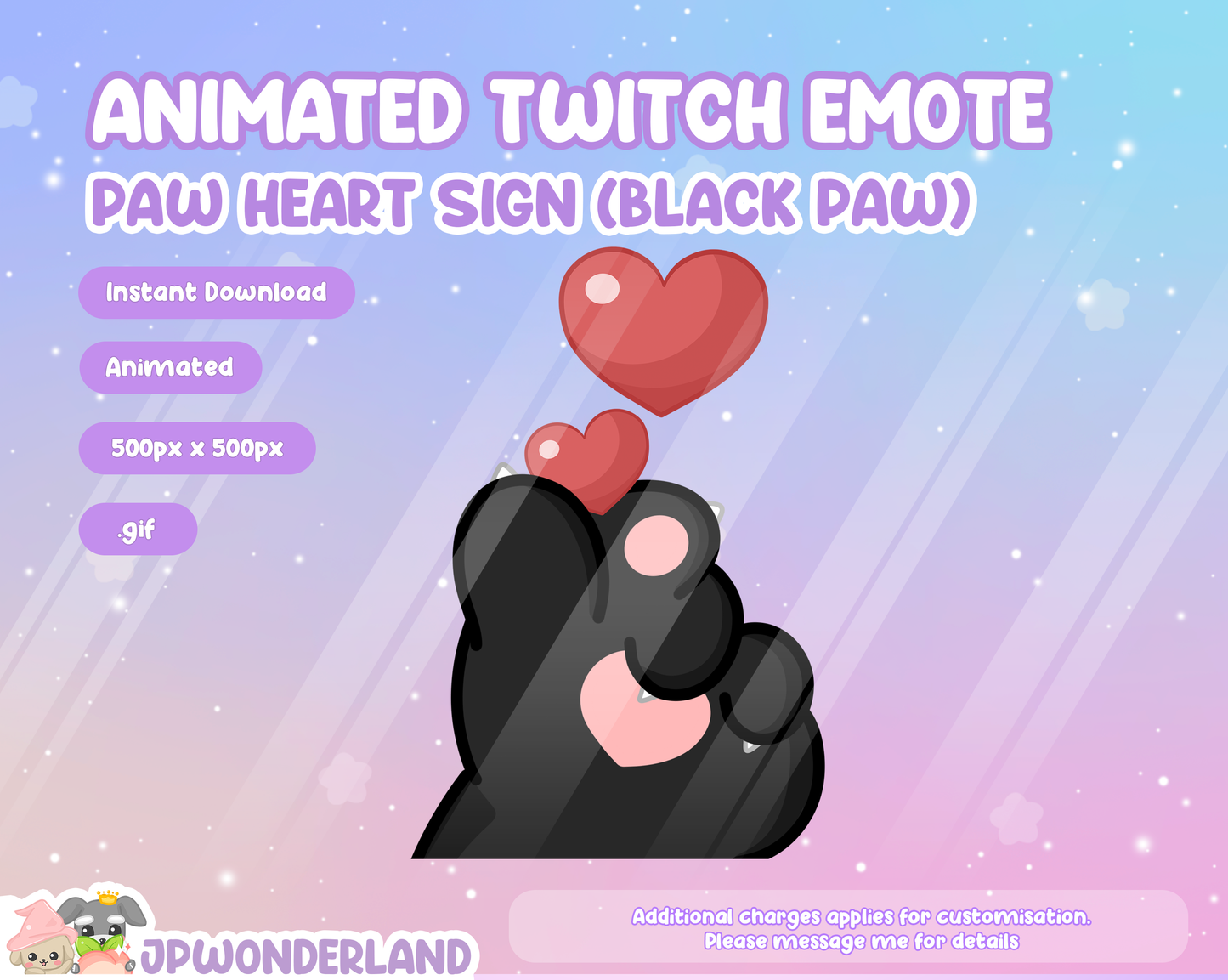 Animated Paw Hand Love Sign Twitch Emote - Animal Paw/ Cat/ Dog Discord Emotes / Cute Emote / Twitch Overlay / Stream Emote