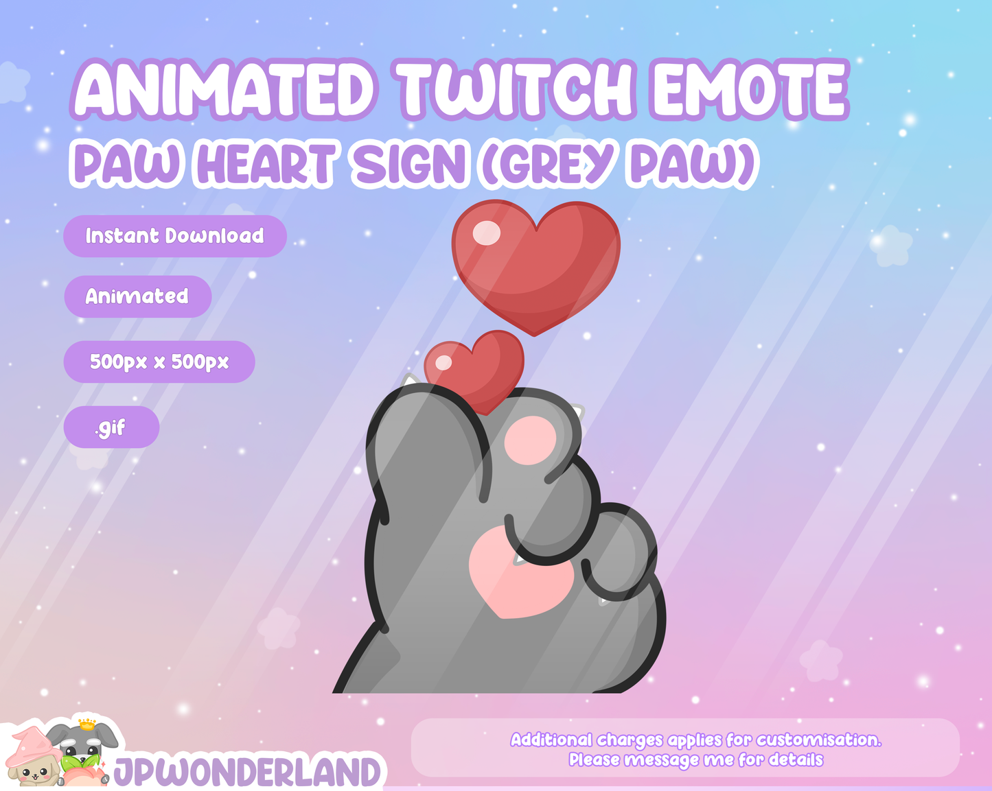 Animated Paw Hand Love Sign Twitch Emote - Animal Paw/ Cat/ Dog Discord Emotes / Cute Emote / Twitch Overlay / Stream Emote