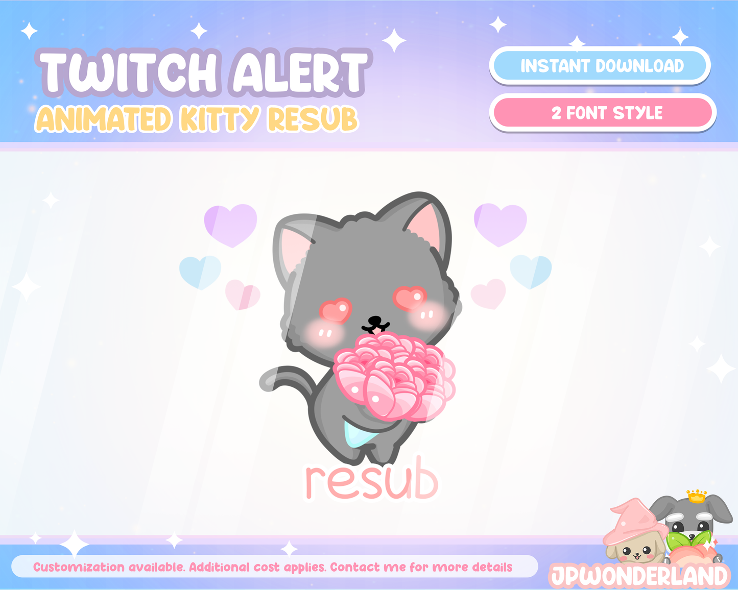 Cute Animated Gray Kitty Twitch Alerts - Resub Alert | Stream Alerts