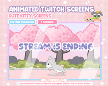 Load image into Gallery viewer, Animated Kitty Running Twitch Screens -  Starting Soon, Be Right Back, Ending Screens
