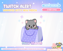 Load image into Gallery viewer, Animated Gray Kitty Twitch Alerts - New Merch Alert
