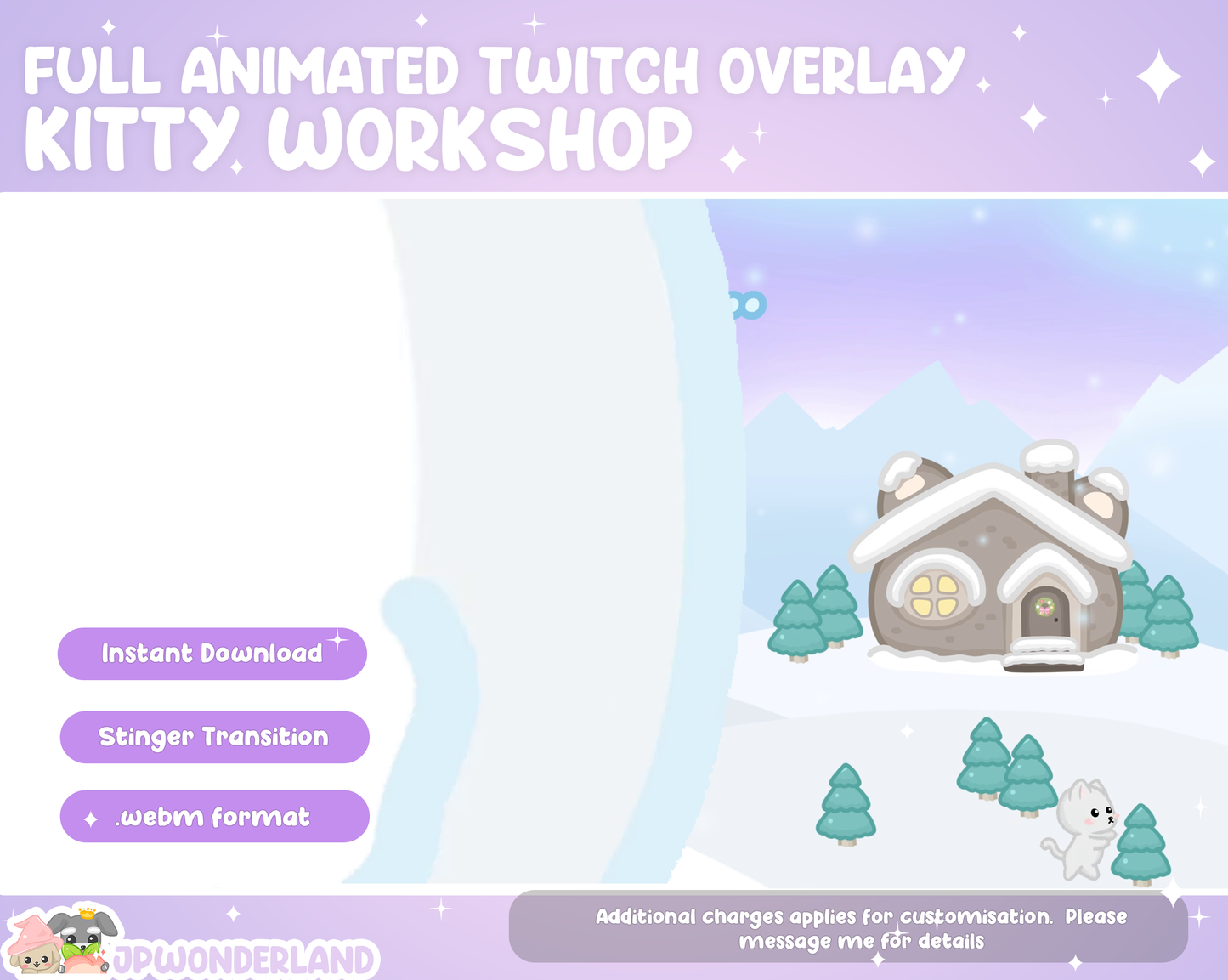 Animated Twitch overlay FULL package - Kitty Workshop | Christmas | Overlays, Alerts, Panels, Screens, Transitions