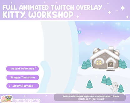 Animated Twitch overlay FULL package - Kitty Workshop | Christmas | Overlays, Alerts, Panels, Screens, Transitions