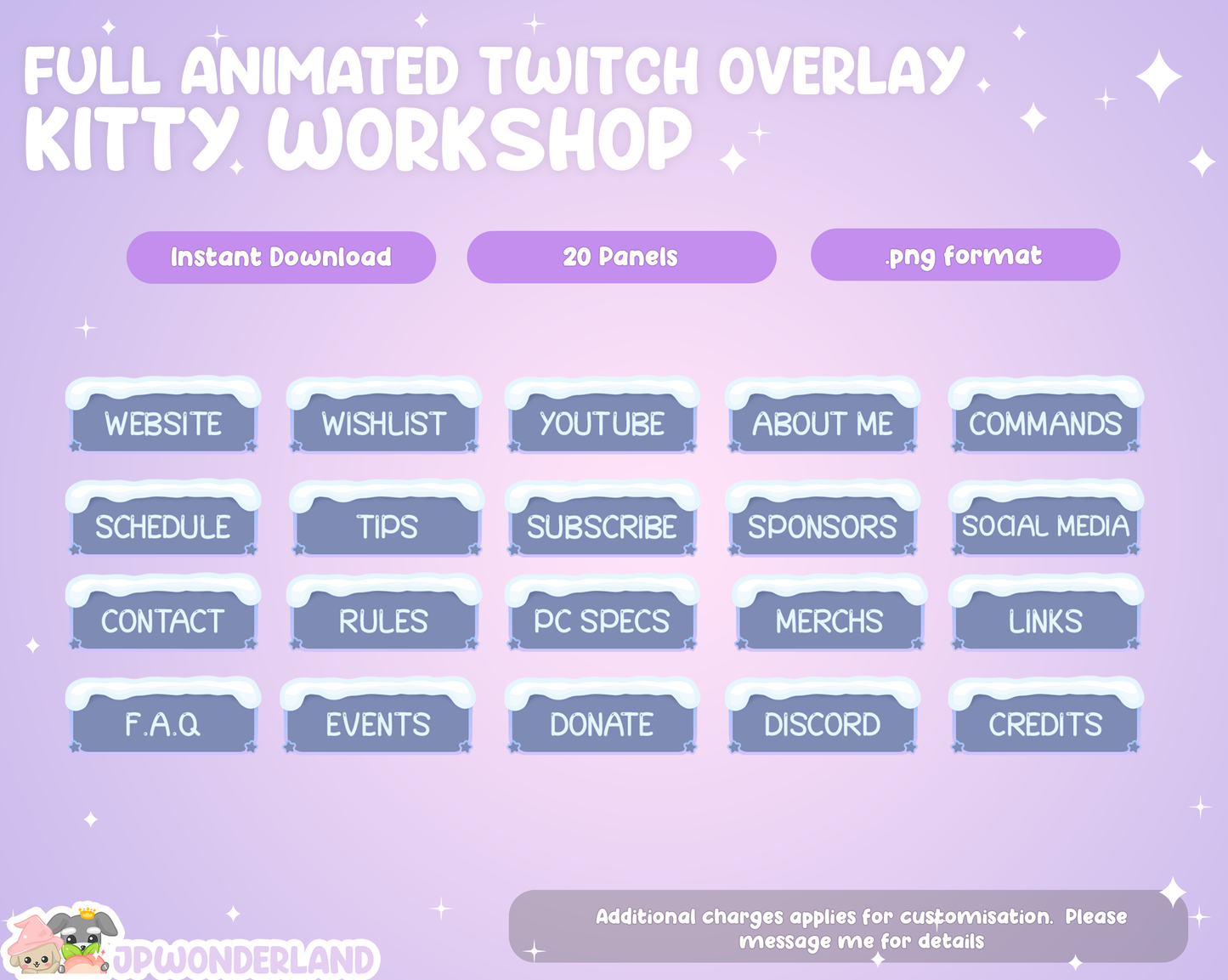 Animated Twitch overlay FULL package - Kitty Workshop | Christmas | Overlays, Alerts, Panels, Screens, Transitions