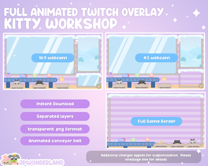Animated Twitch overlay FULL package - Kitty Workshop | Christmas | Overlays, Alerts, Panels, Screens, Transitions