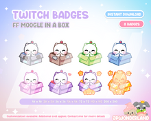 Load image into Gallery viewer, Final Fantasy Moogle in a box Twitch Badges
