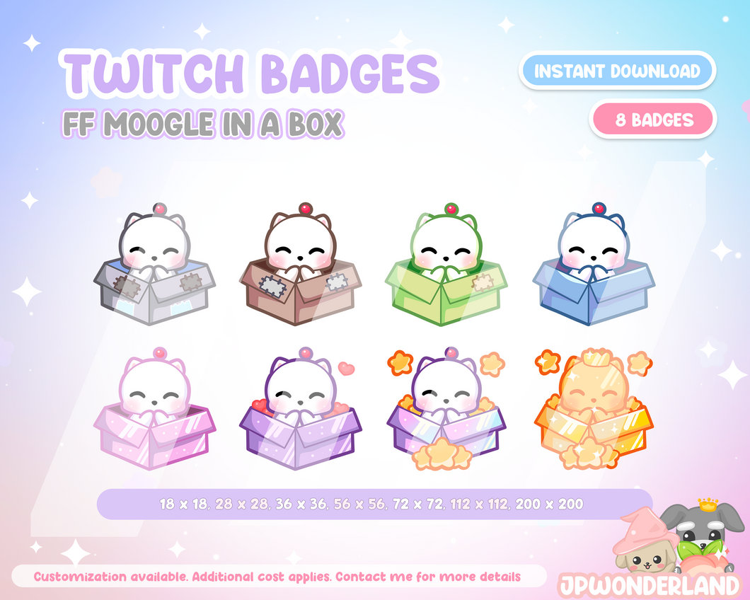 Final Fantasy Moogle in a box Twitch Badges