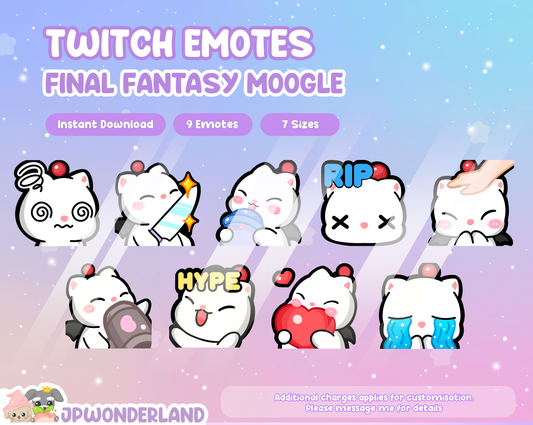 Final Fantasy Moogle Twitch Emotes Batch / Twitch Overlay / Stream Emote / Discord Emotes Active