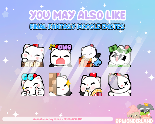 Final Fantasy Moogle Twitch Emotes Batch 2 / Twitch Overlay / Stream Emote / Discord Emotes Active