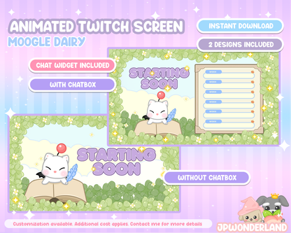 Animated Moogle Twitch Screens -  Starting Soon, Be Right Back, Ending Screens