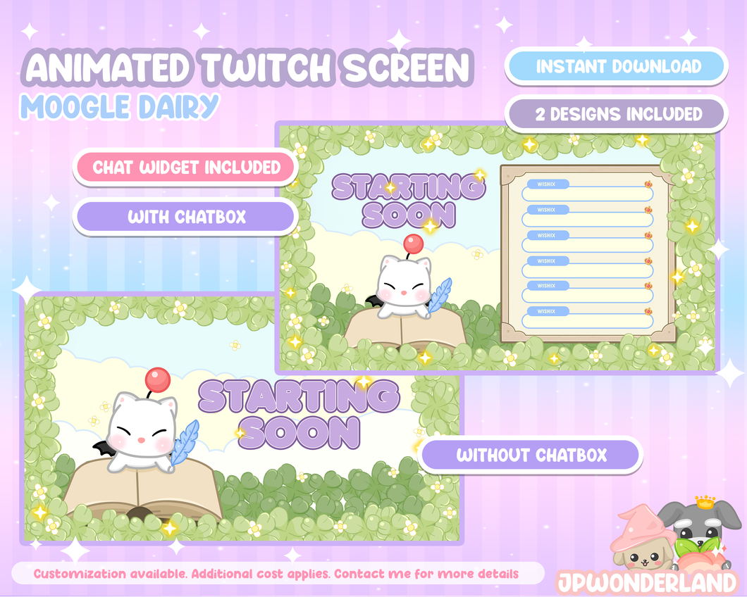 Animated Moogle Twitch Screens -  Starting Soon, Be Right Back, Ending Screens