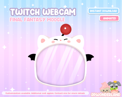Cute Animated Final Fantasy Moogle Twitch Webcam for Streamlabs and OBS Studio