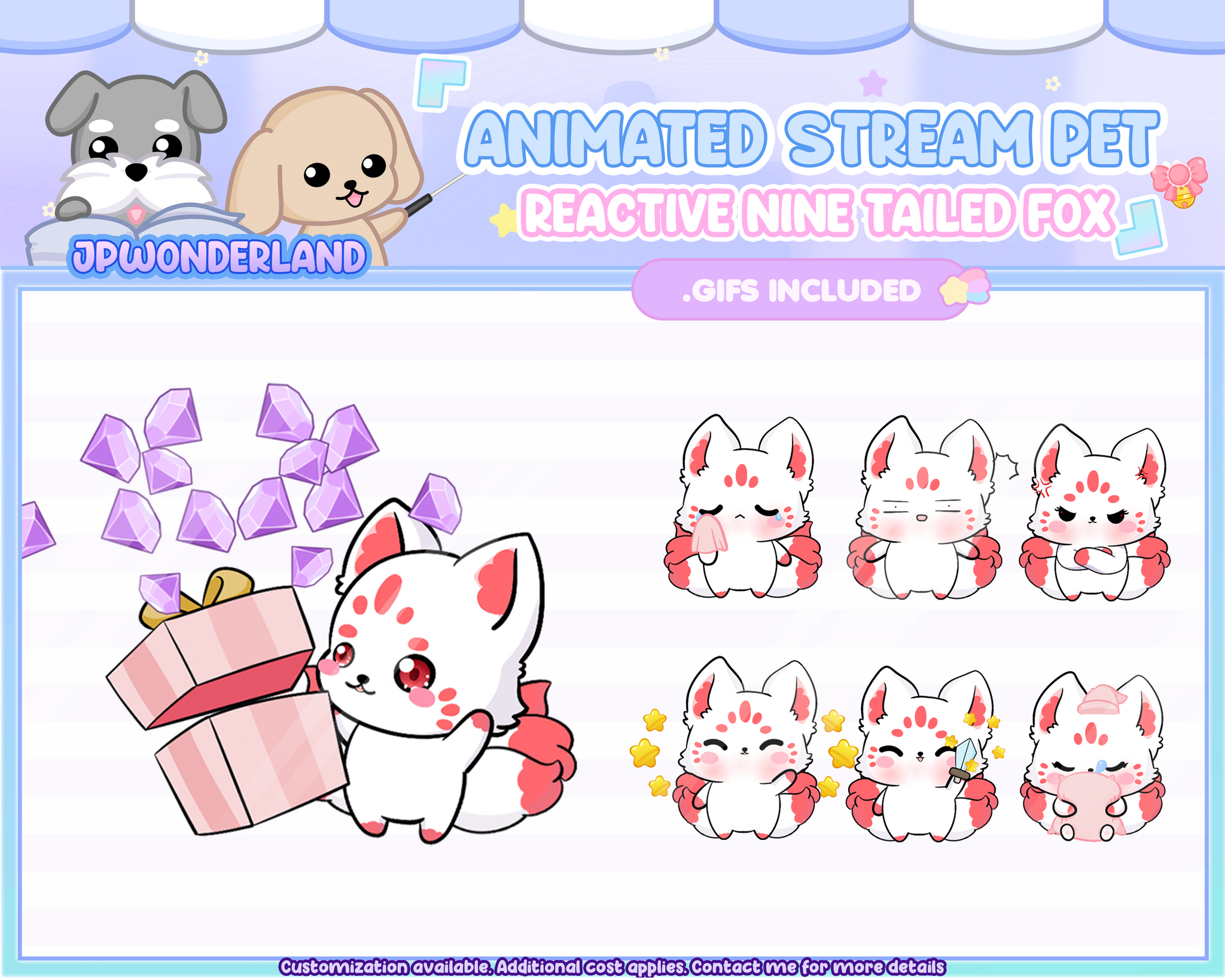 Cute Animated Nine Tailed Fox Stream Pet with 6 expressions, reacts to –  JPWonderland