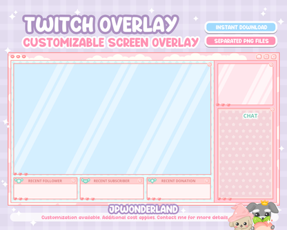 Cute Pinky Twitch Overlay - Customizable layers