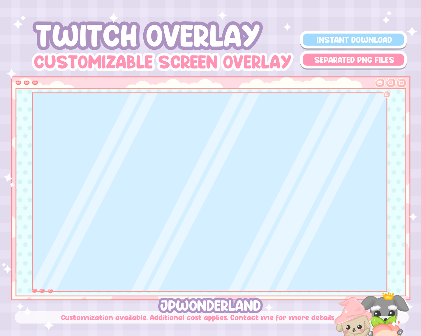 Cute Pinky Twitch Overlay - Customizable layers