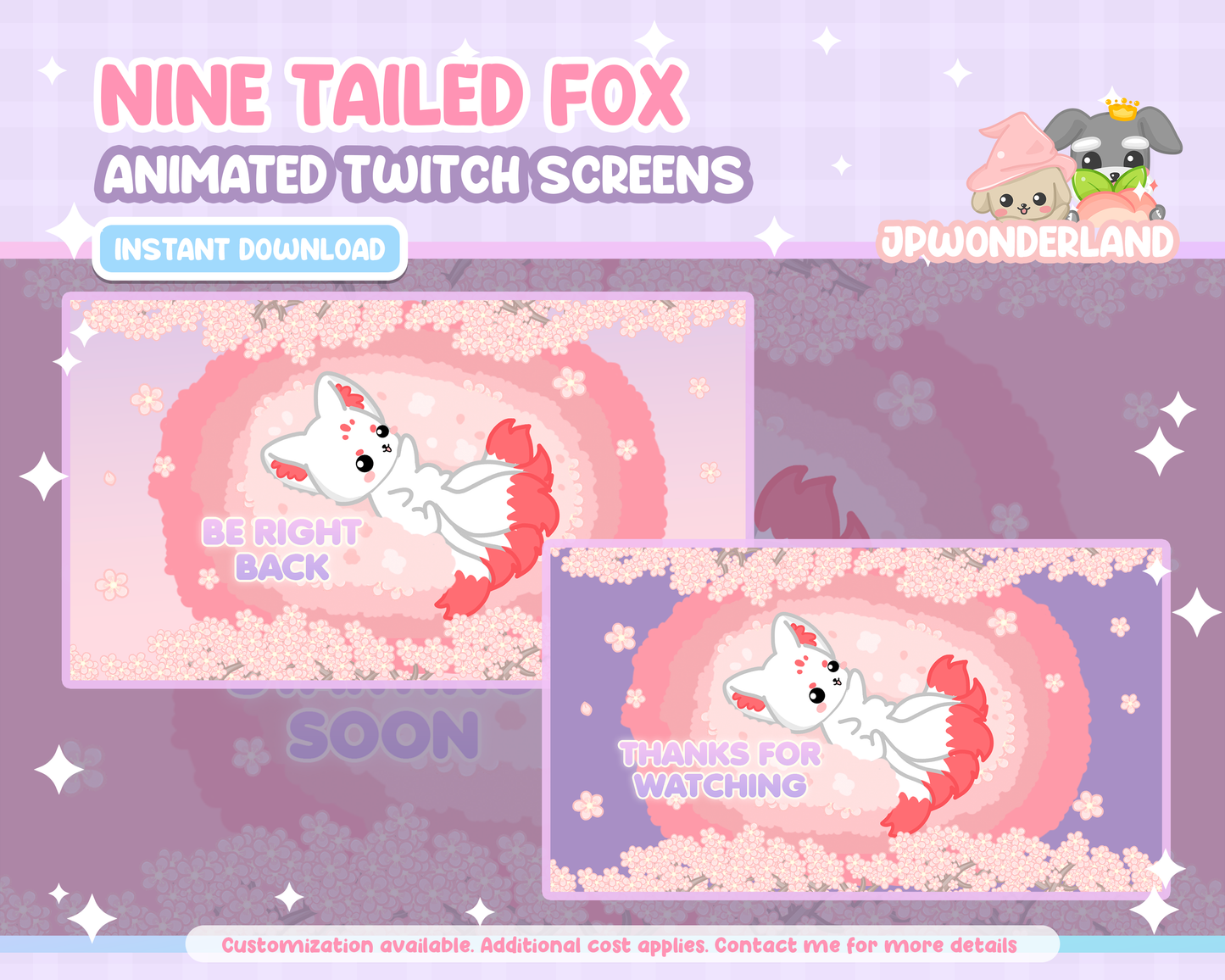 Cute Unique Nine Tailed Fox / Gumiho / Kumiho Twitch Screens | Starting Soon | Be Right Back | Thanks for watching