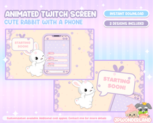 Load image into Gallery viewer, Animated Rabbit Twitch Screens / Starting Soon / Be Right Back / Thanks for watching / Chat Widget / Stream Screens
