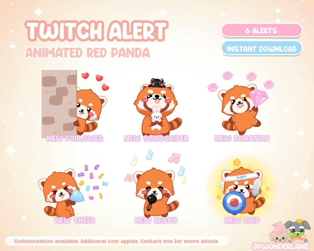 Unique Animated Twitch Alerts - Cute Red Panda
