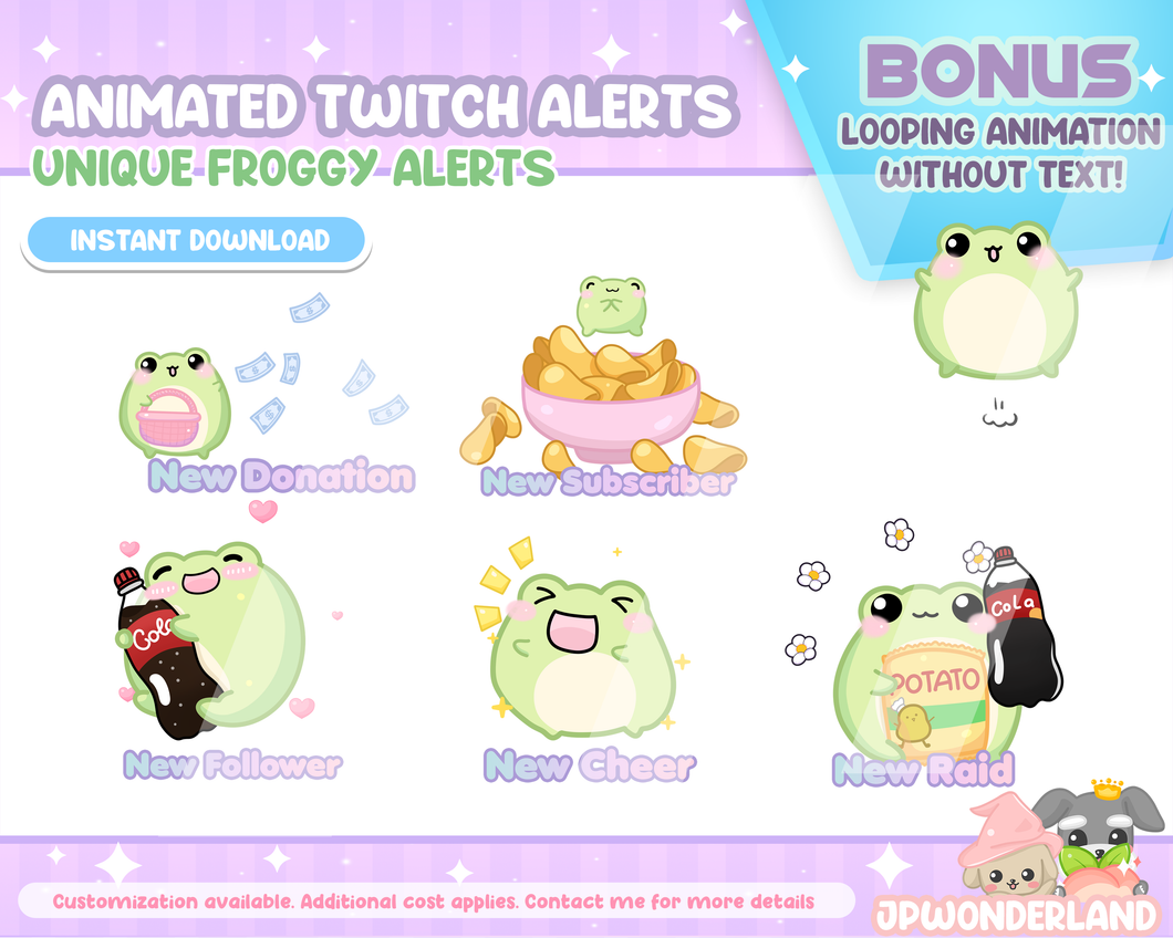 Animated Froggy Twitch Alert Bundle / Stream Alert / Twitch Overlay / Cute Froggy