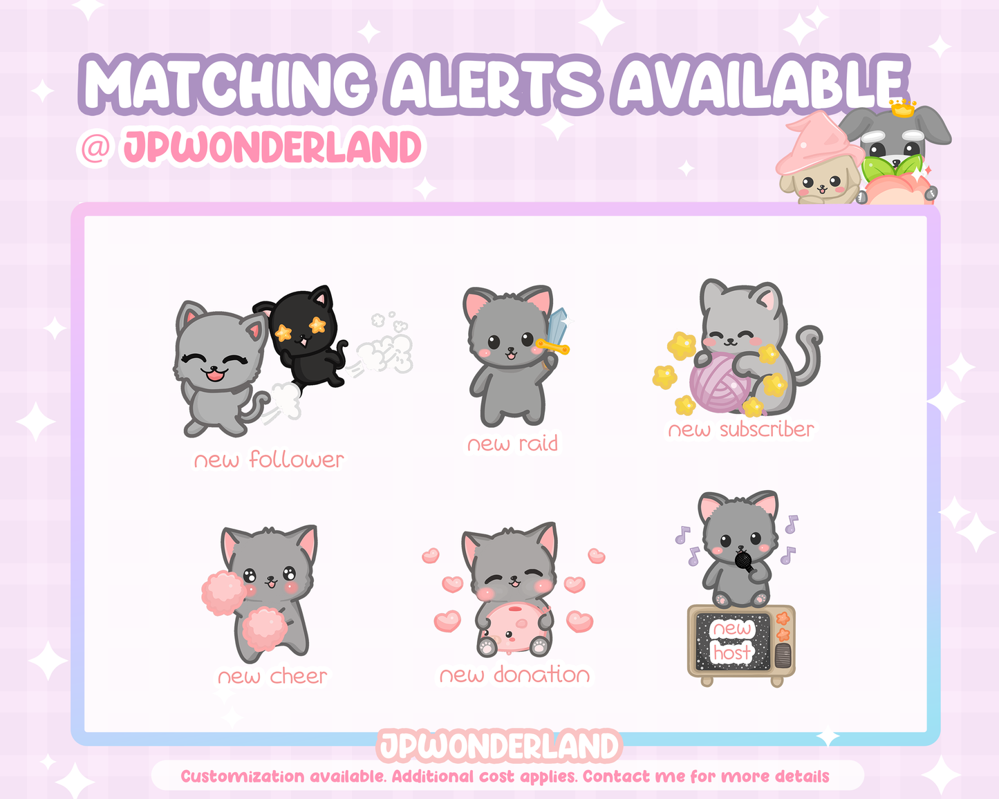 Animated Sakura Kitty Twitch Overlay & Panels