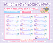 Load image into Gallery viewer, Animated Sakura Kitty Twitch Overlay &amp; Panels
