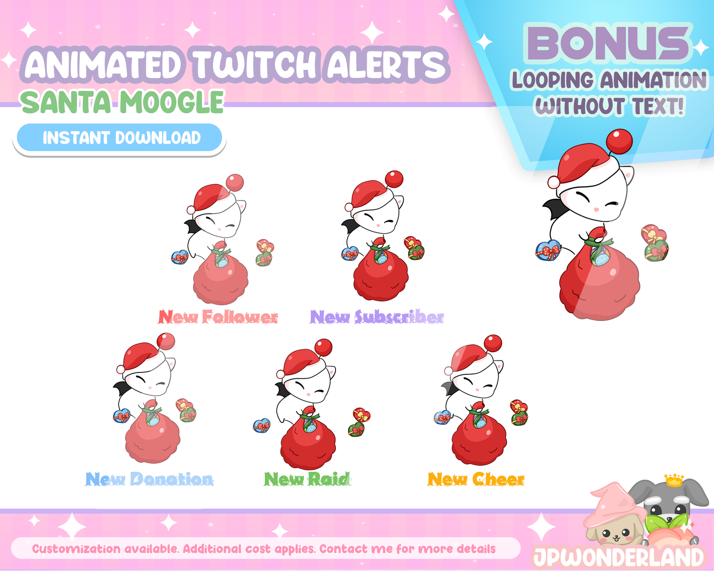 Animated Santa Moogle Twitch Alerts - Final Fantasy Moogle