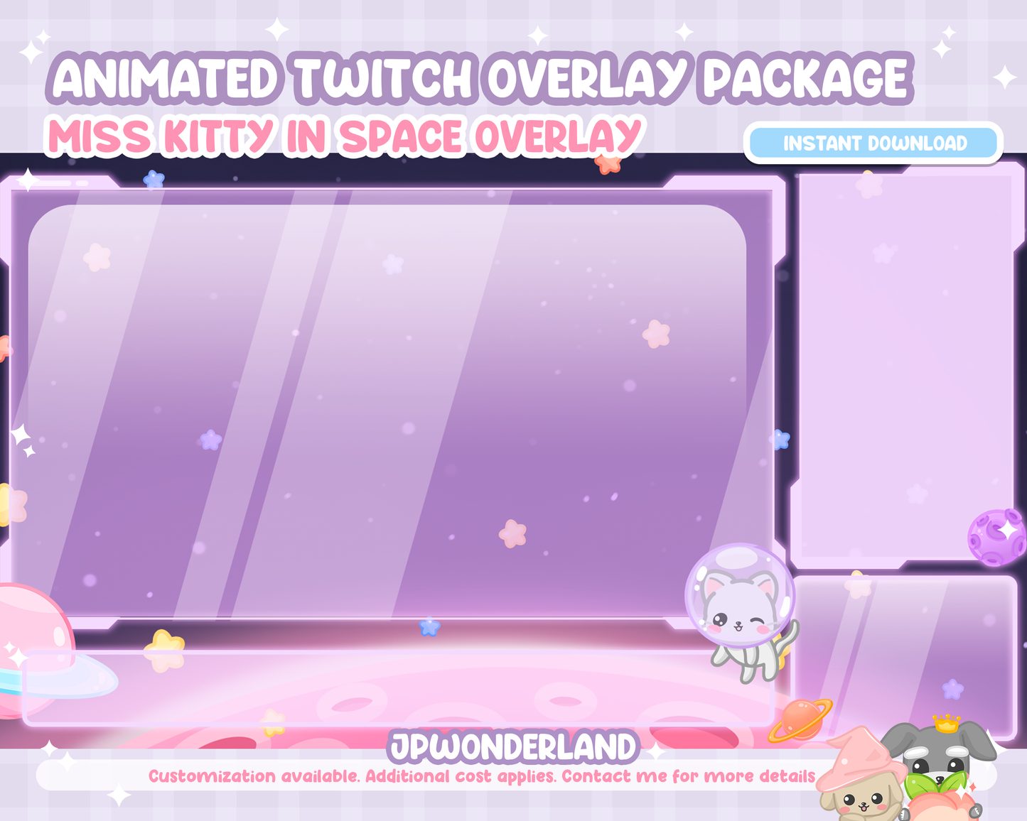 Animated Twitch Overlay Full Package - Space Kitty