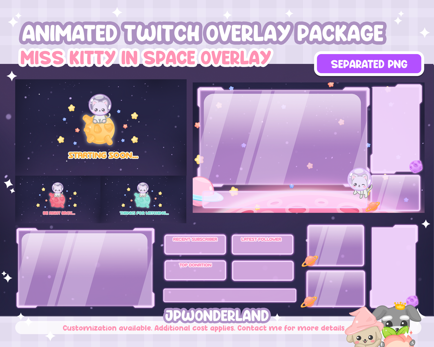 Animated Twitch Overlay Full Package - Space Kitty