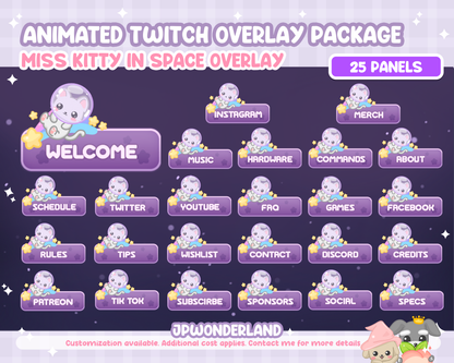 Animated Twitch Overlay Full Package - Space Kitty